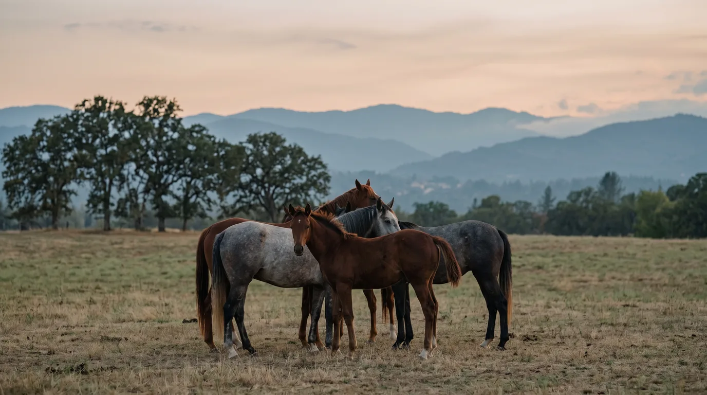Chevaux en liberté, Poneys du Pilat, Loire
